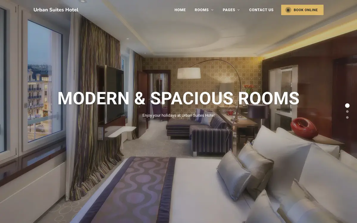 Urban Suites Hotel หน้าจอแรกของเว็บไซต์