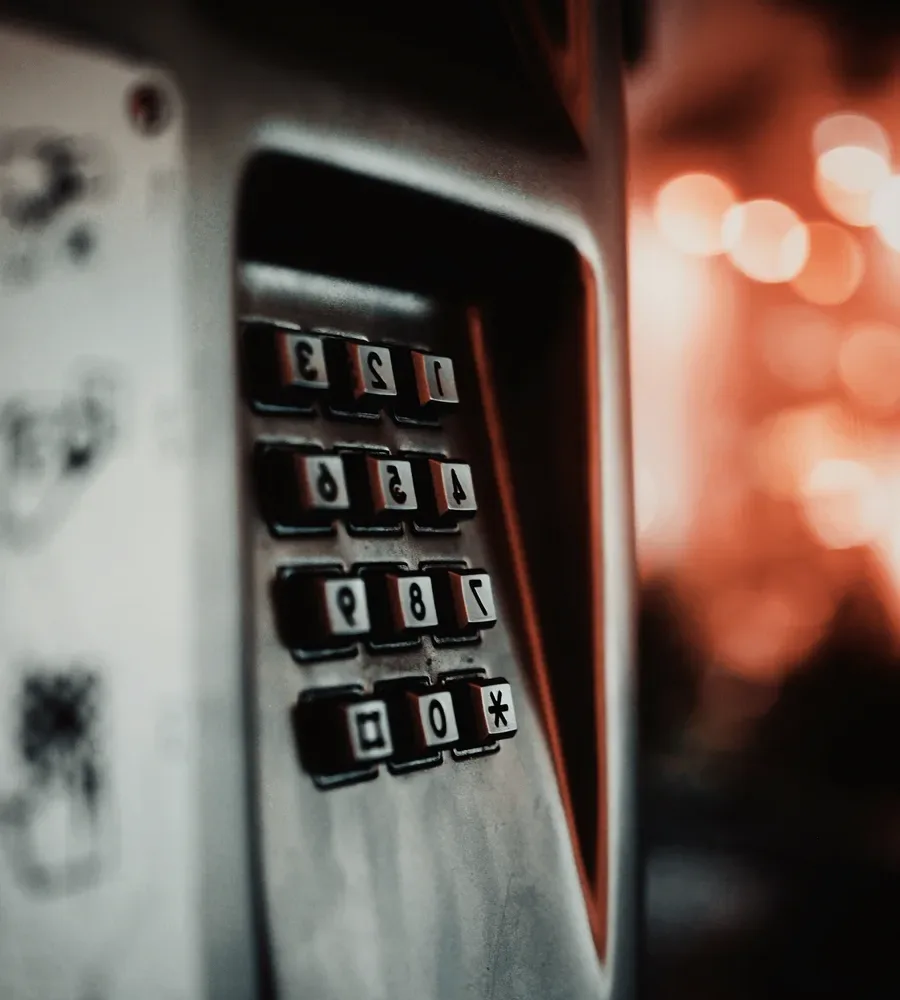 A metal keypad, close.