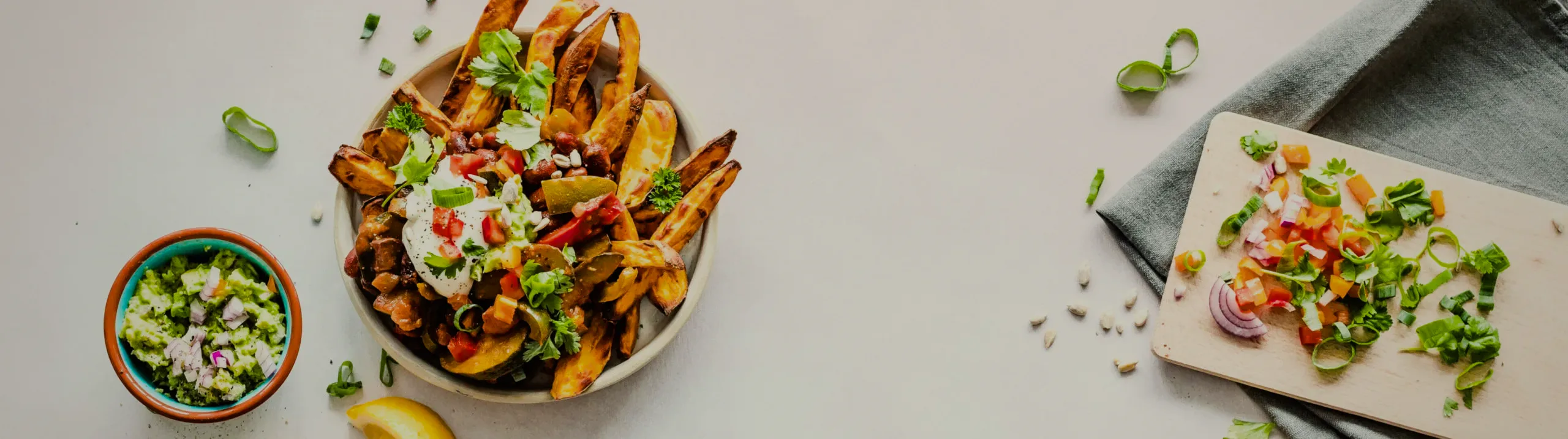 Sweet potato wedges with herbs and a fresh salsa.