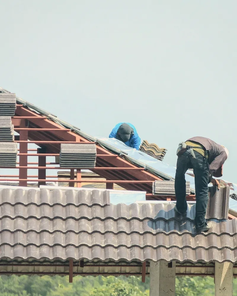 A roofer on a ridge.
