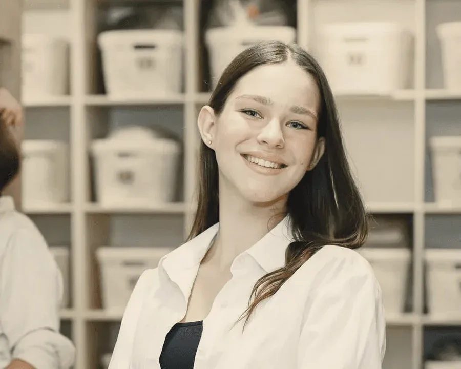 A staff portrait in a laundry.