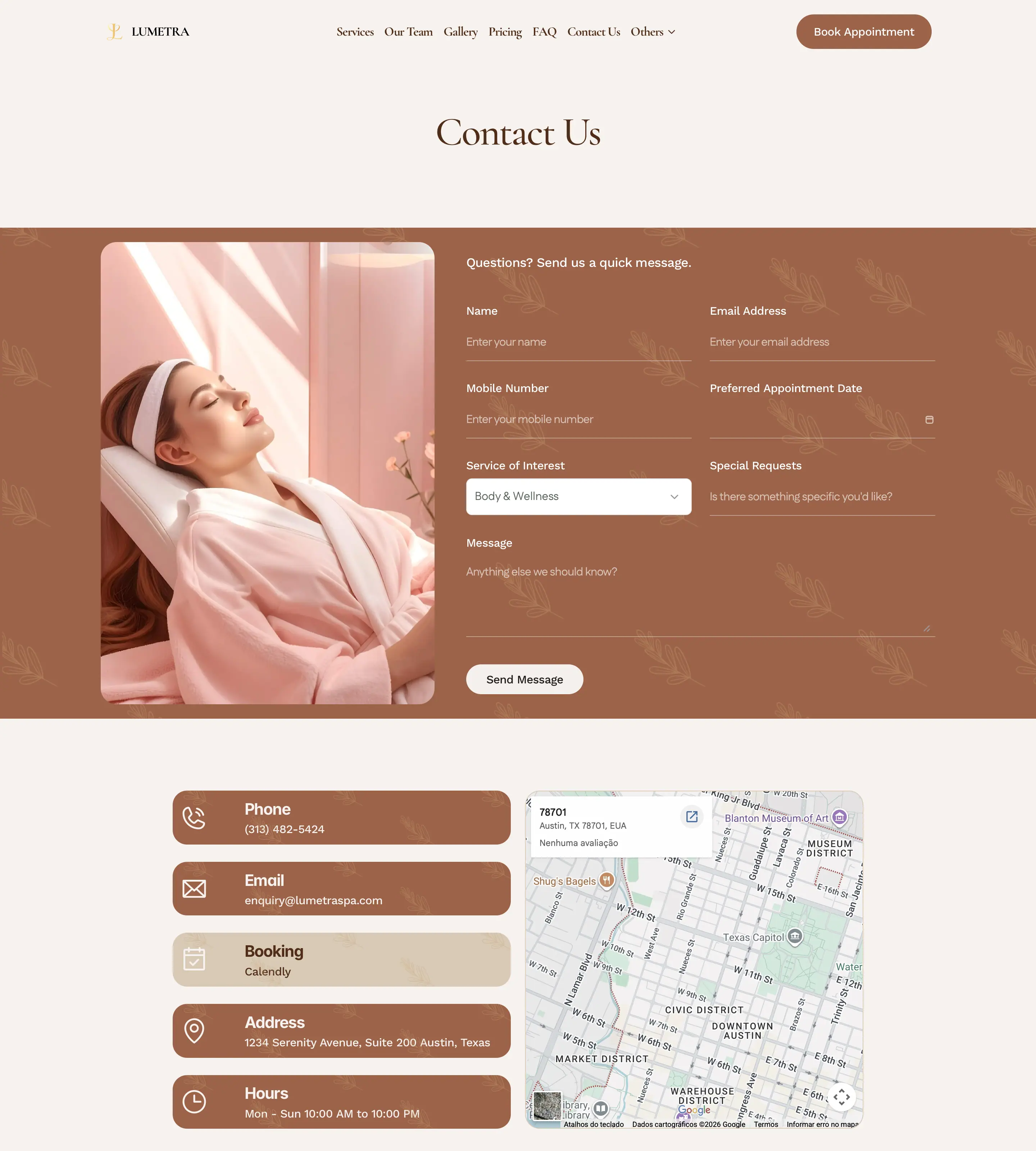 The whole Lumetra Contact Us page