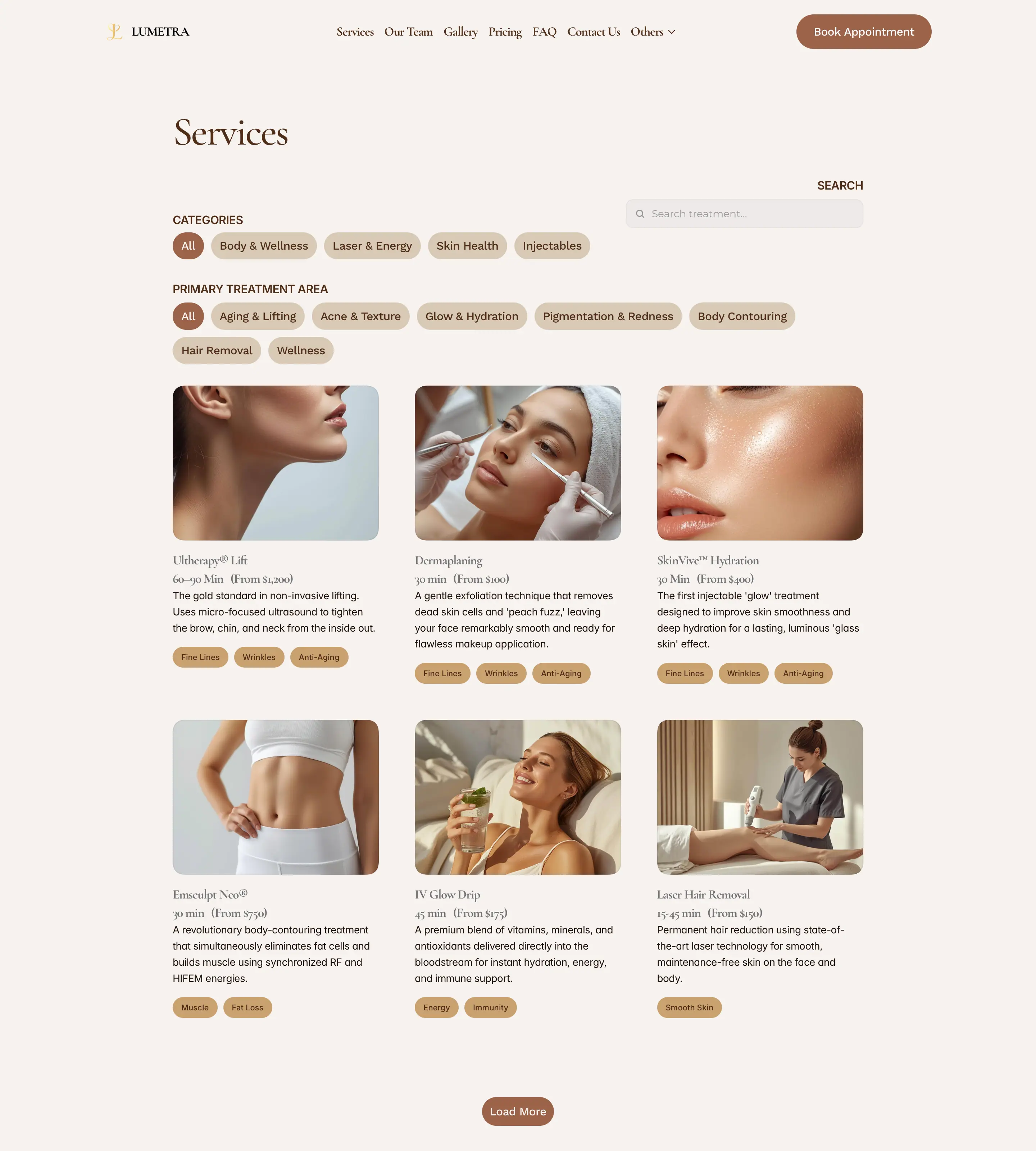 The whole Lumetra Services page