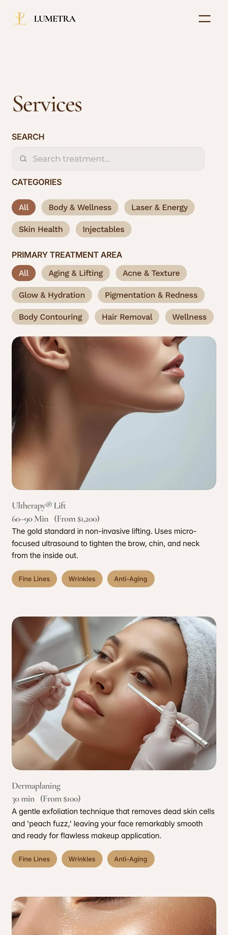 The whole Lumetra Services page