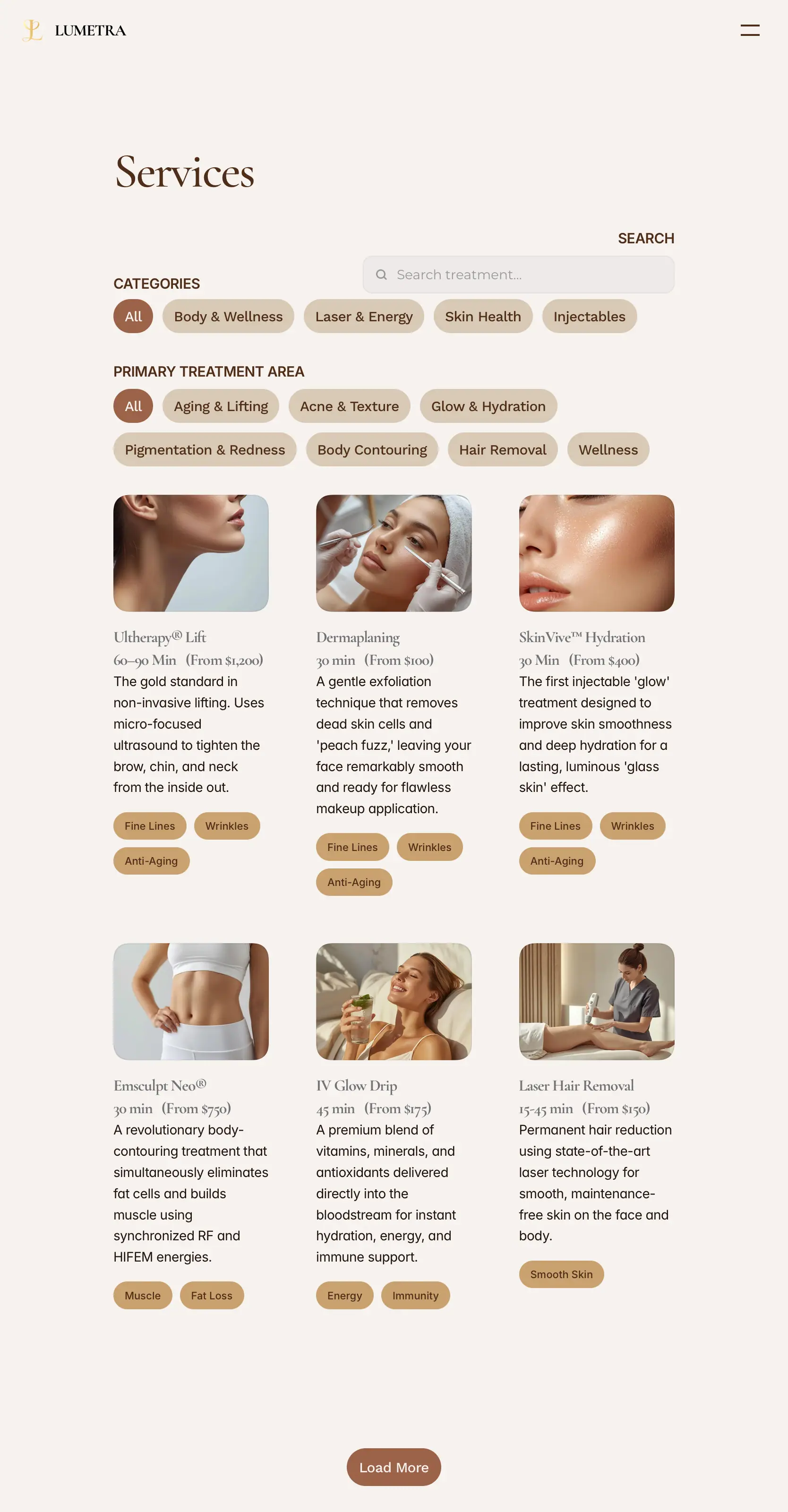 The whole Lumetra Services page