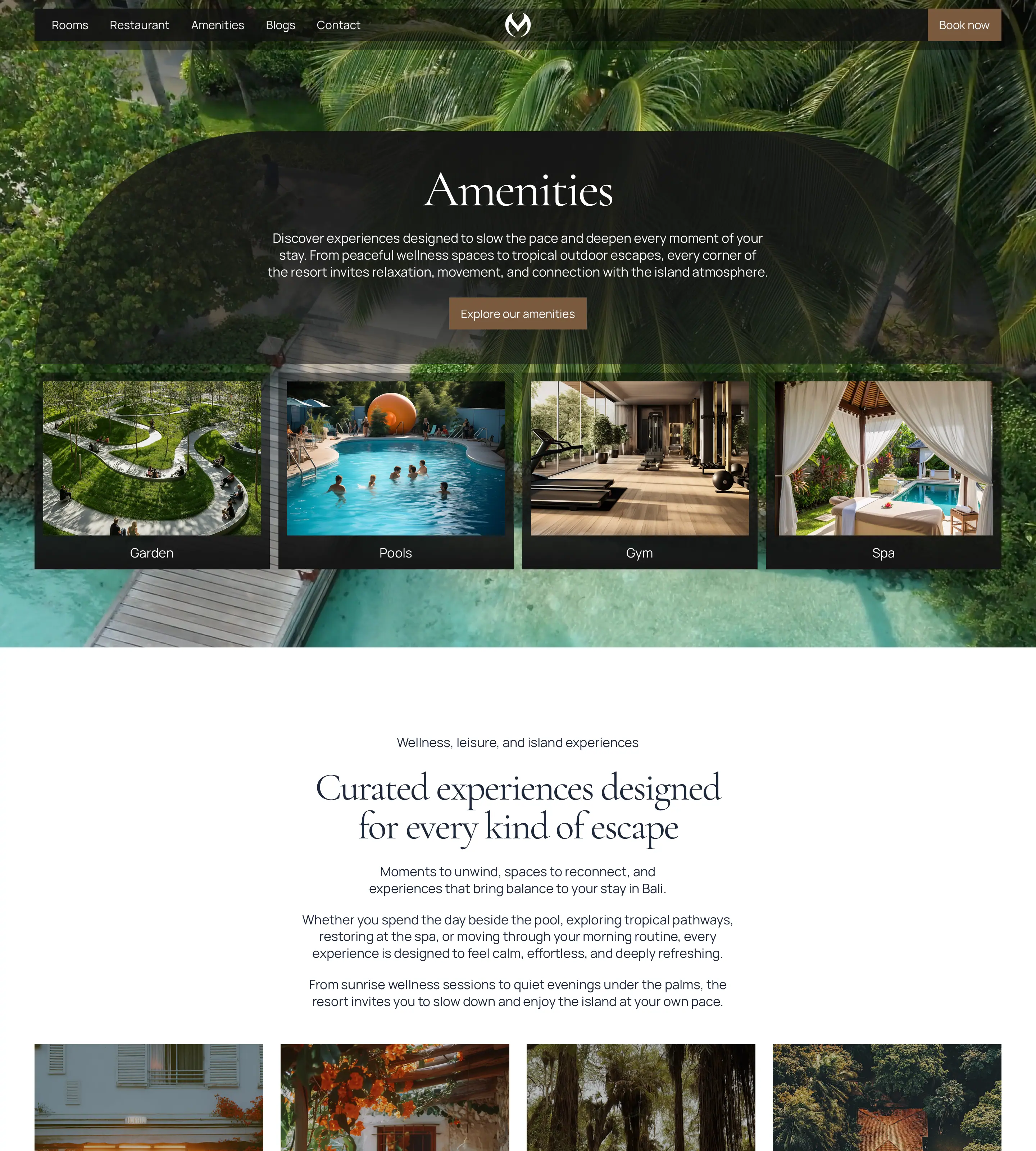 The whole Montvera Amenities page