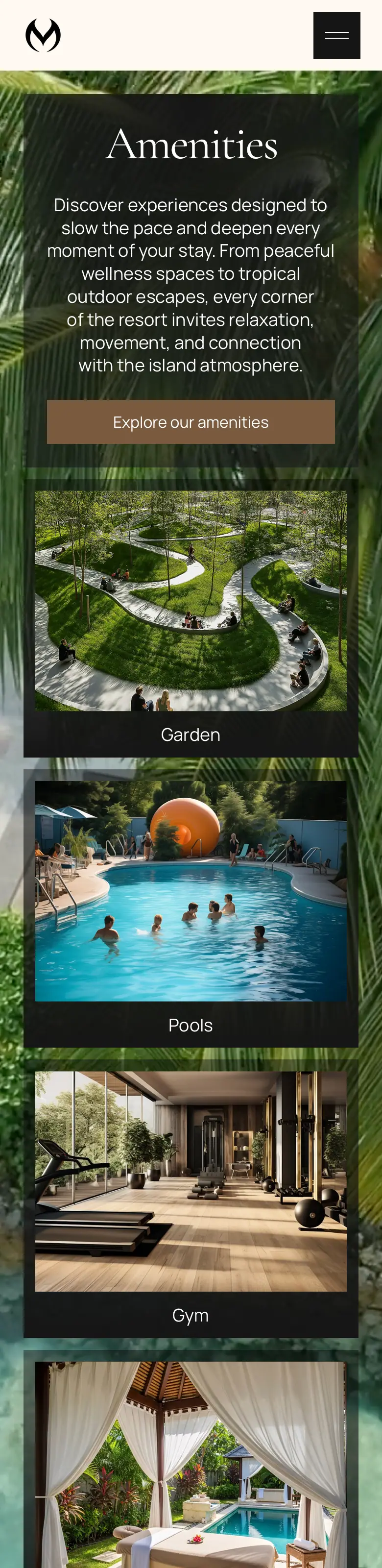The whole Montvera Amenities page