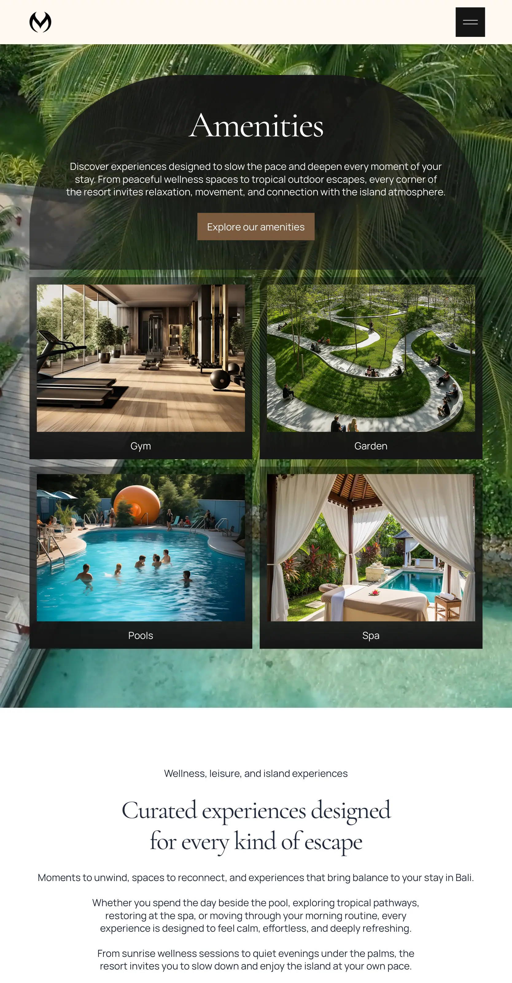 The whole Montvera Amenities page