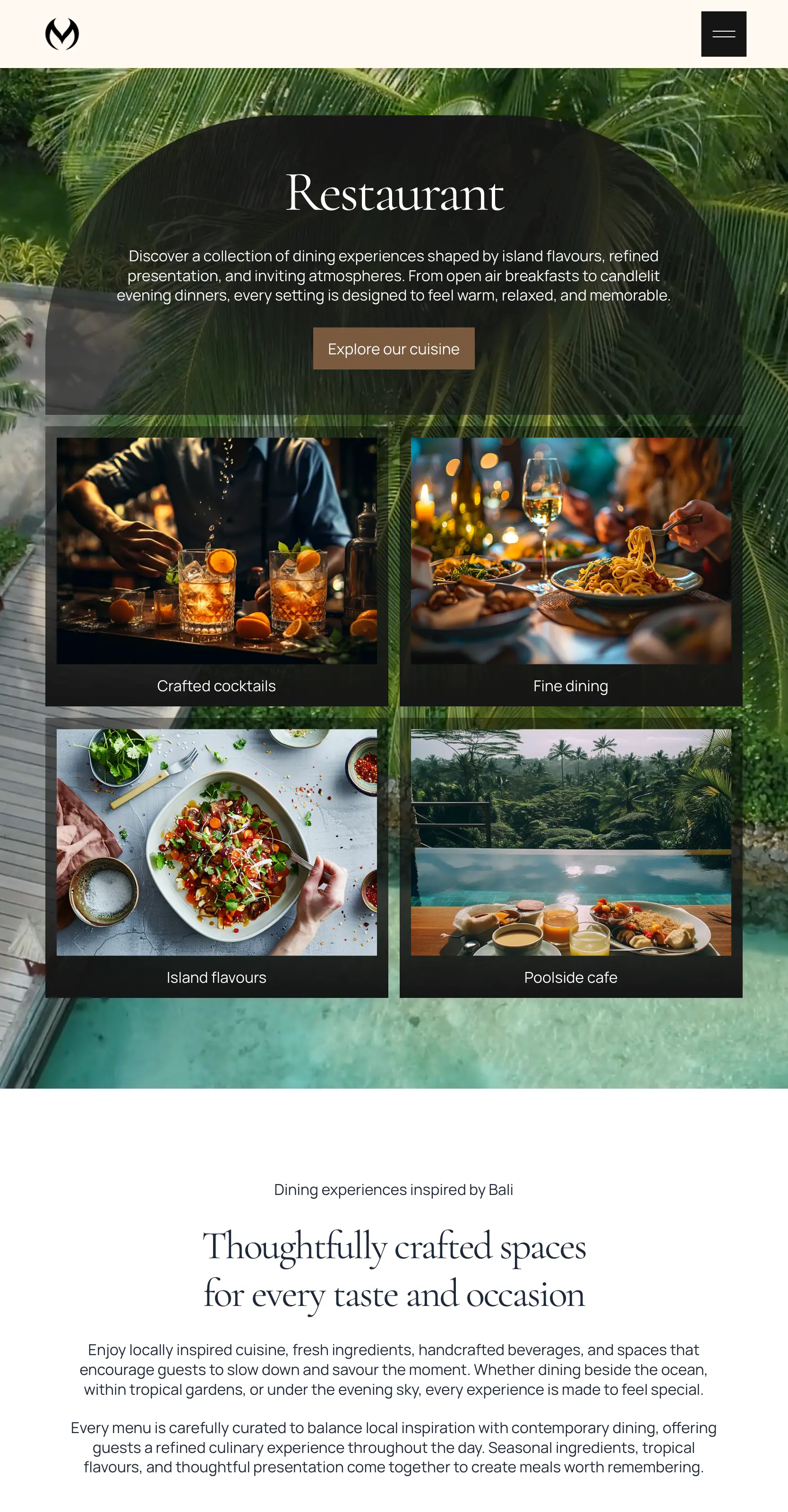 The whole Montvera Restaurant page